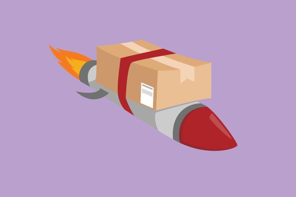 Graphic-flat-design-drawing-of-box-package-flies-in-the-sky-using-rocket-e-commerce-online-delivery-service-fast-delivery-parcel-online-store-shipping-transport-cartoon-style-illustration-vector-1024x683
